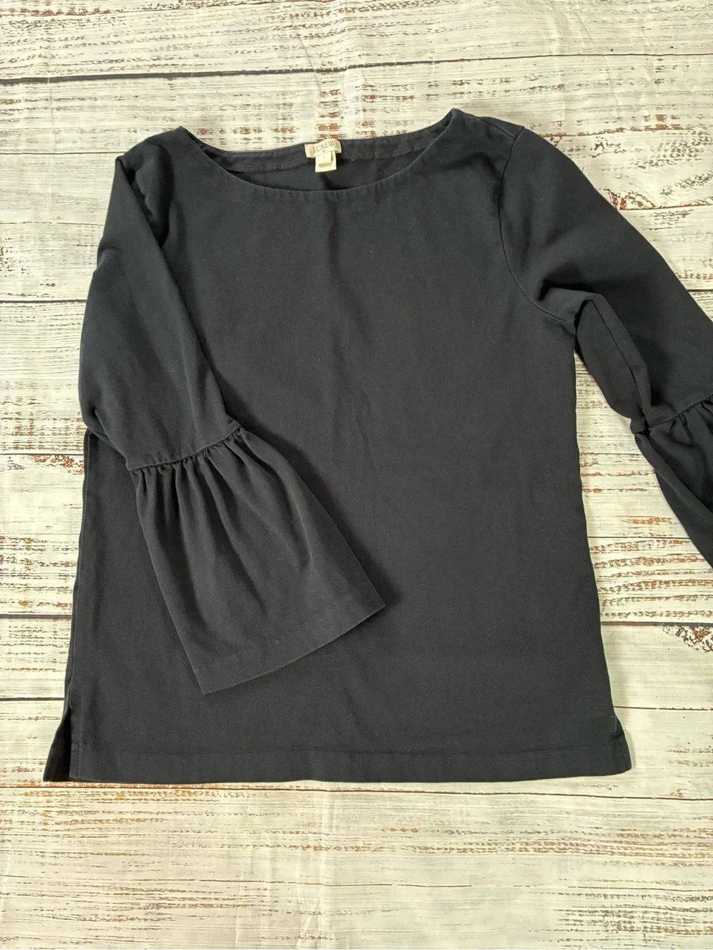 J. Crew Shirt Women’s Small Black Flounce Sleeve Blouse